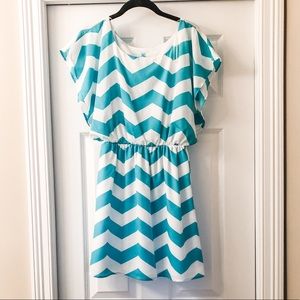 Teal chevron cocktail dress